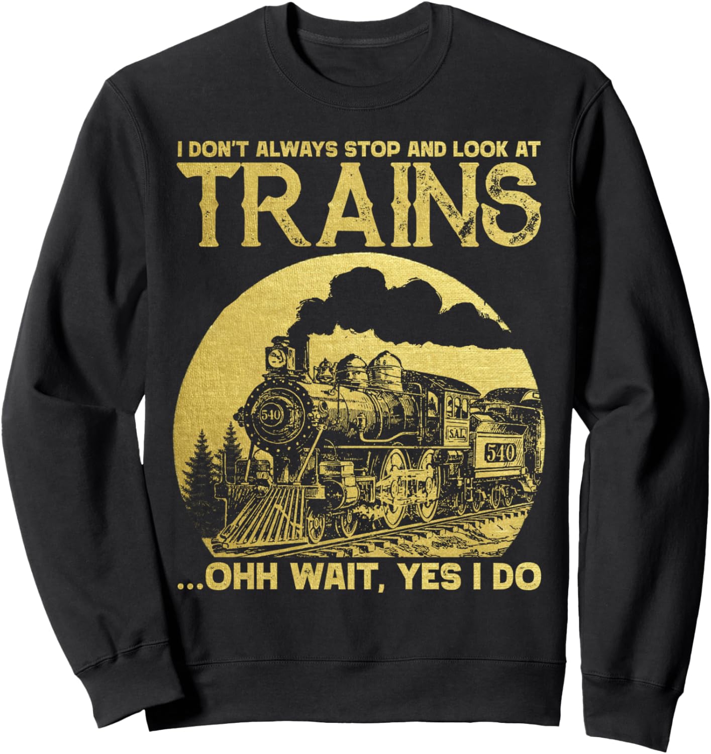 

Винтажная забавная толстовка с надписью Я не всегда останавливаюсь и смотрю на поезда Vintage I Don'T Always Stop Look At Trains Funny, черный