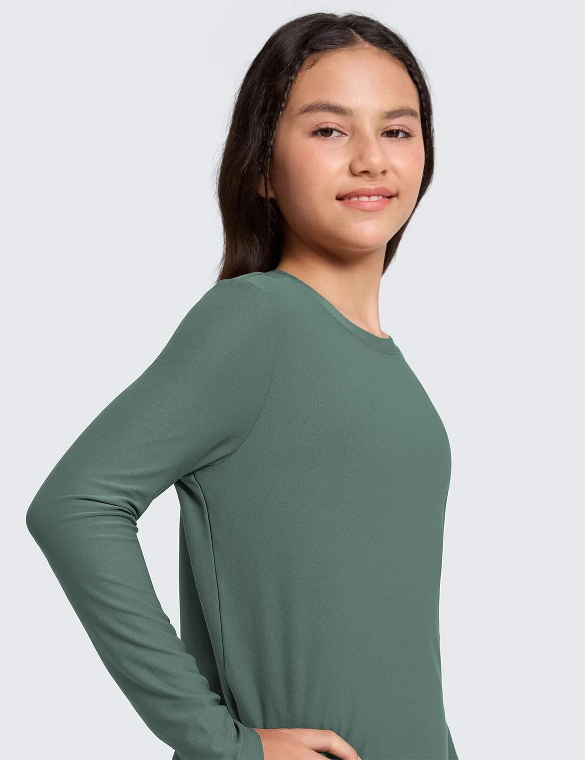 Детская футболка с длинным рукавом CRZ YOGA Cloudweight, цвет Graphite Green — фото 4