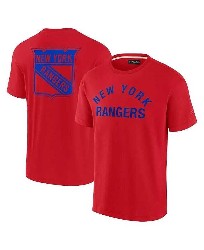 

Мужская и женская красная футболка New York Rangers Super Soft с коротким рукавом Fanatics Signature