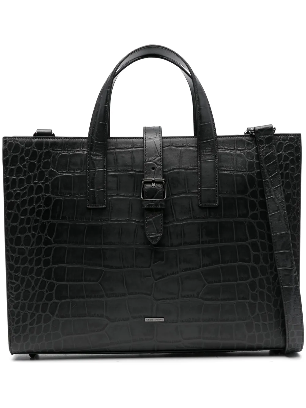 

Сумка-тоут с тиснением под кожу крокодила EMPORIO ARMANI, черный