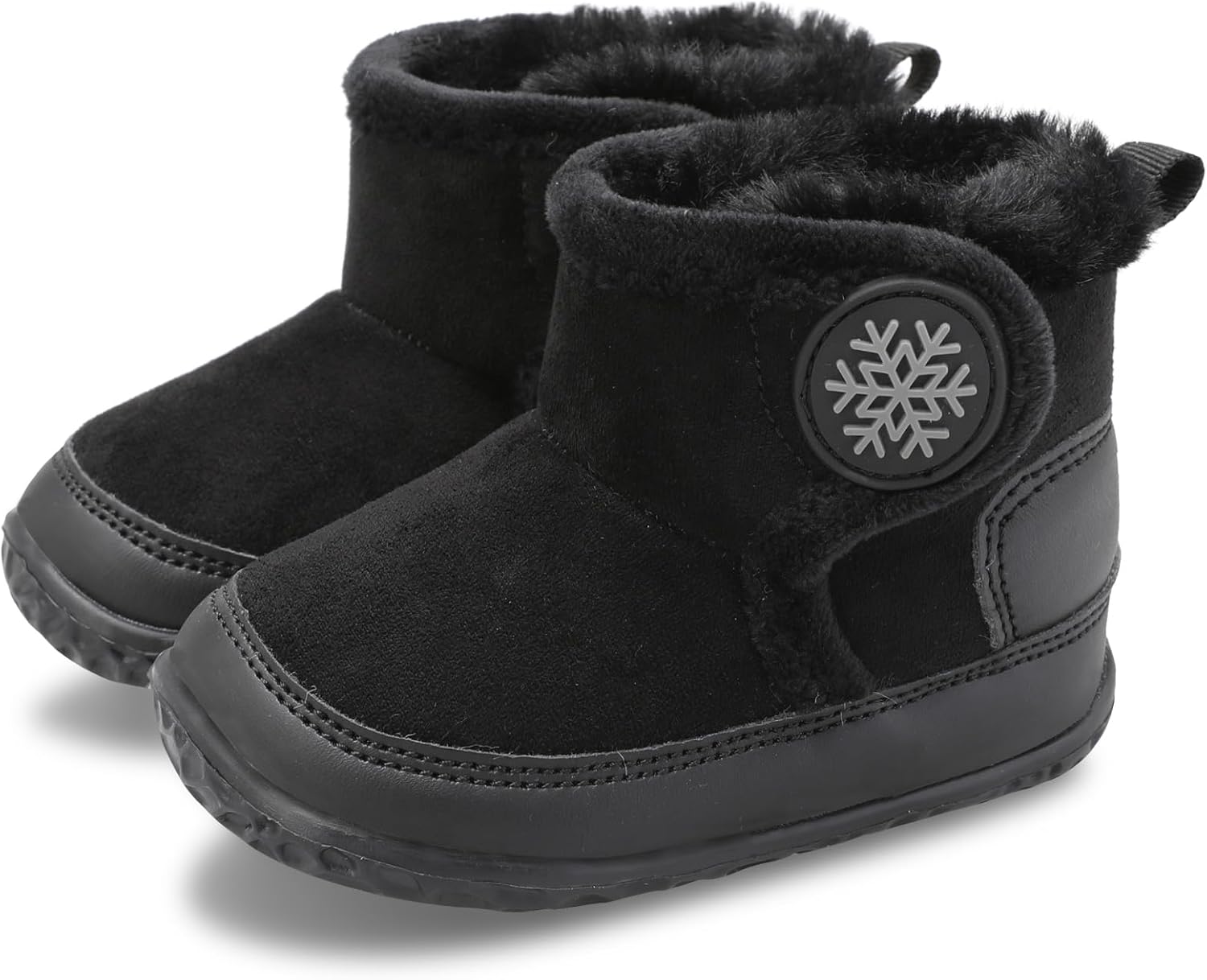 

L-RUN Детские ботиночки для малышей, мальчиков и девочек, высокие ботинки для маленьких детей, зимняя обувь для дома и улицы, теплые ботинки, Black