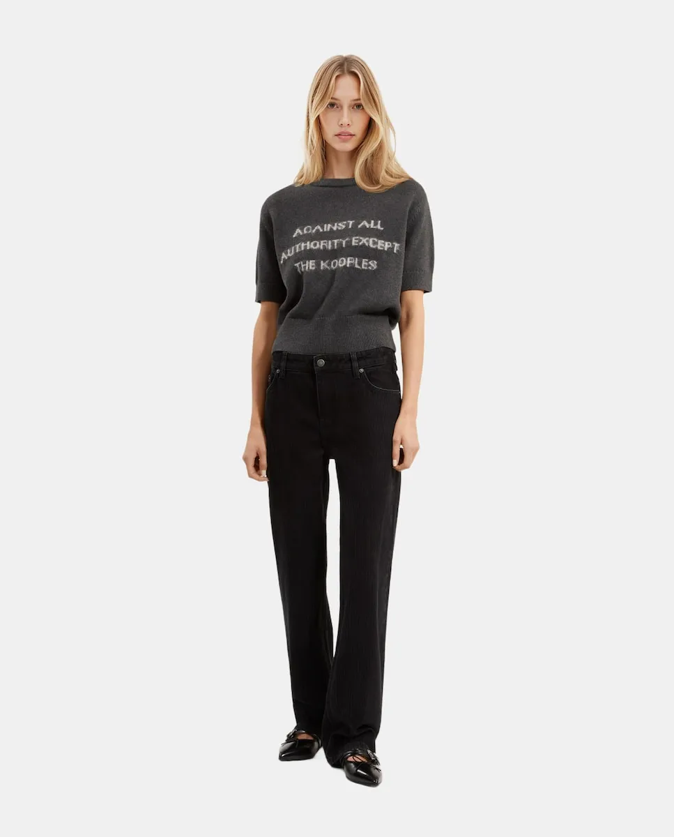 

Женские прямые джинсы из фактурной ткани The Kooples, черный