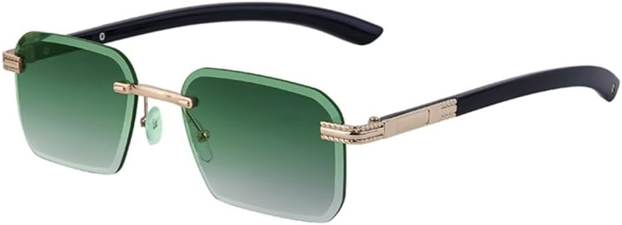 

Солнцезащитные очки без оправы прямоугольной формы для женщин, модные прямоугольные солнцезащитные очки для мужчин, солнцезащитные очки в стиле панк без оправы MTZJH, C8 Gold Green