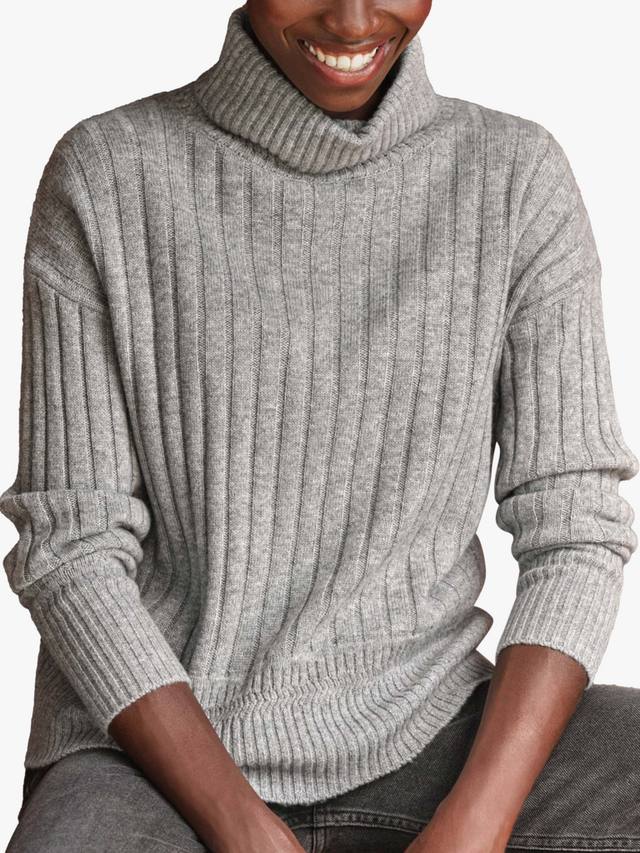 

Джемпер из плотной шерсти в рубчик Pure Collection, цвет Grey Marl