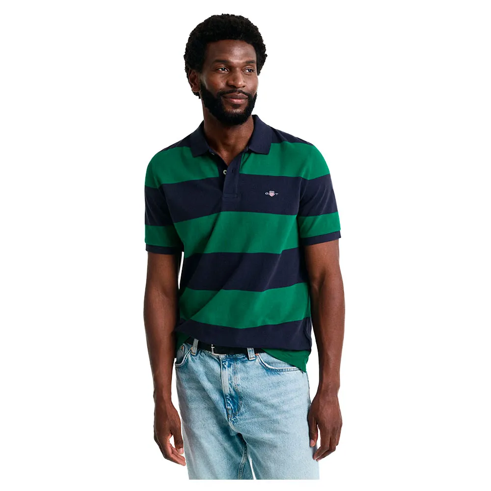 

Поло с коротким рукавом Gant Block Stripe, зеленый