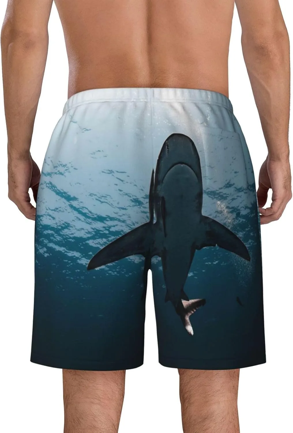 Мужские пляжные шорты Shark Oceanic, мужские плавки, шорты для плавания с карманами, купальники Generic, черный — фото 4