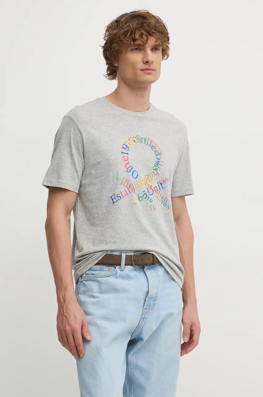 

Хлопковая футболка United Colors of Benetton, серый