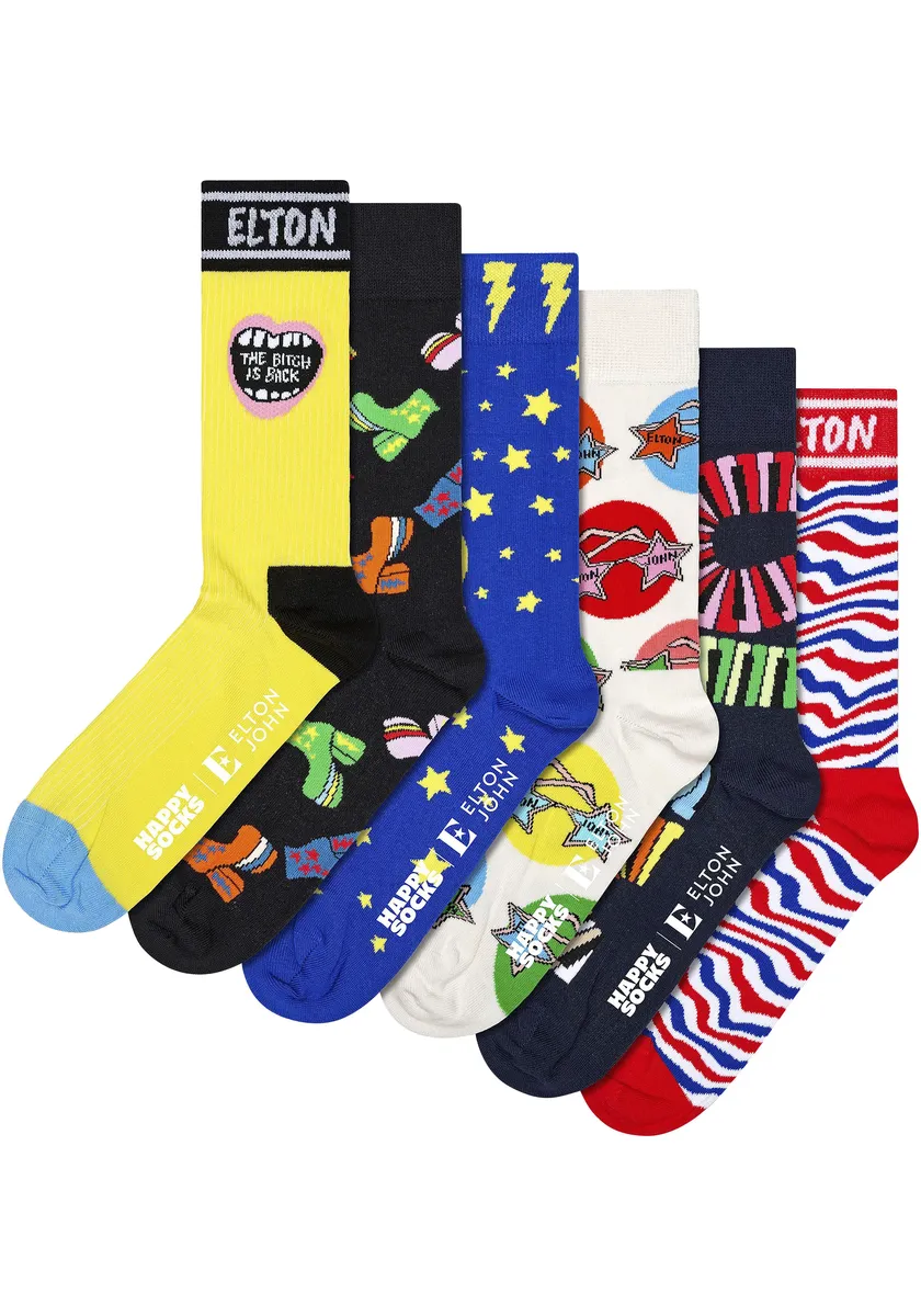 

Носки Happy Socks (в коробке, 6 пар), подарочный набор Элтона Джона, цвет Bunt