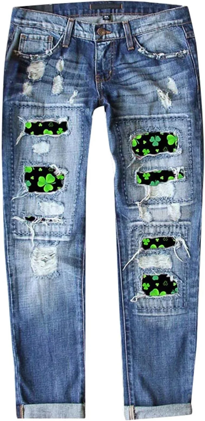 

Джинсы Democracy с принтом трилистника