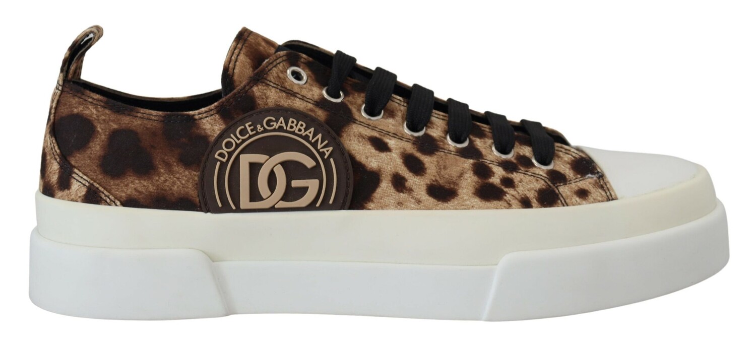 

Элегантные низкие кроссовки с леопардовым узором Dolce & Gabbana, коричневый