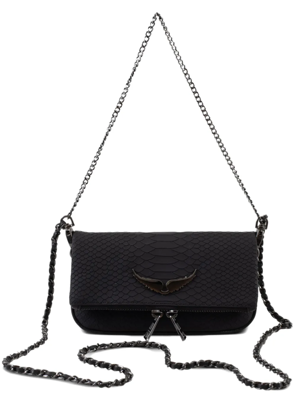 

Сумка через плечо с цепочкой и эффектом змеиной кожи Zadig&Voltaire, черный