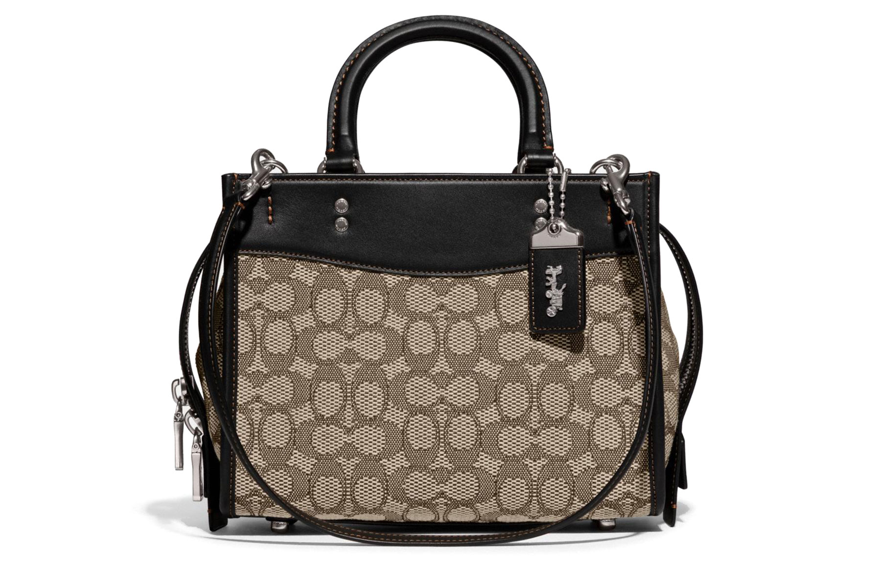 

COACH Сумка Rogue Fabric With Glove из дубленой кожи, через плечо, среднего размера, женская, серо-черного цвета
