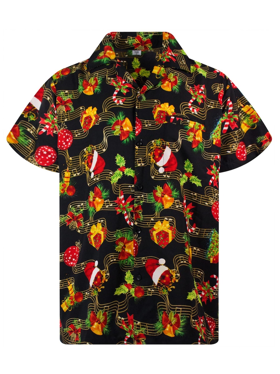 

Рубашка на пуговицах классического кроя King Kameha Christmas Music, черный