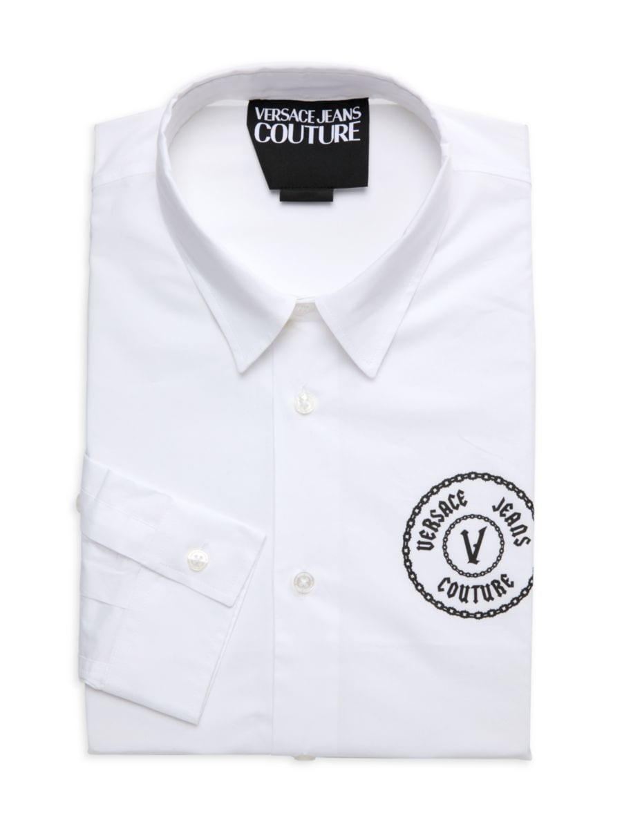 

Рубашка из хлопка с графическим логотипом Versace Jeans Couture, белый