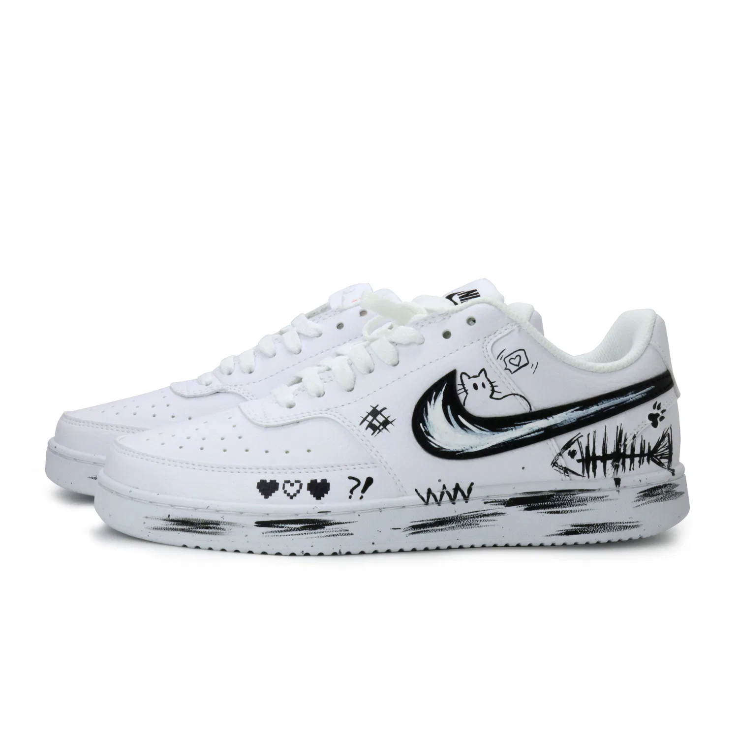 Кроссовки скейтбордические Nike Court Vision 1 Pixel Meow Black — фото 4