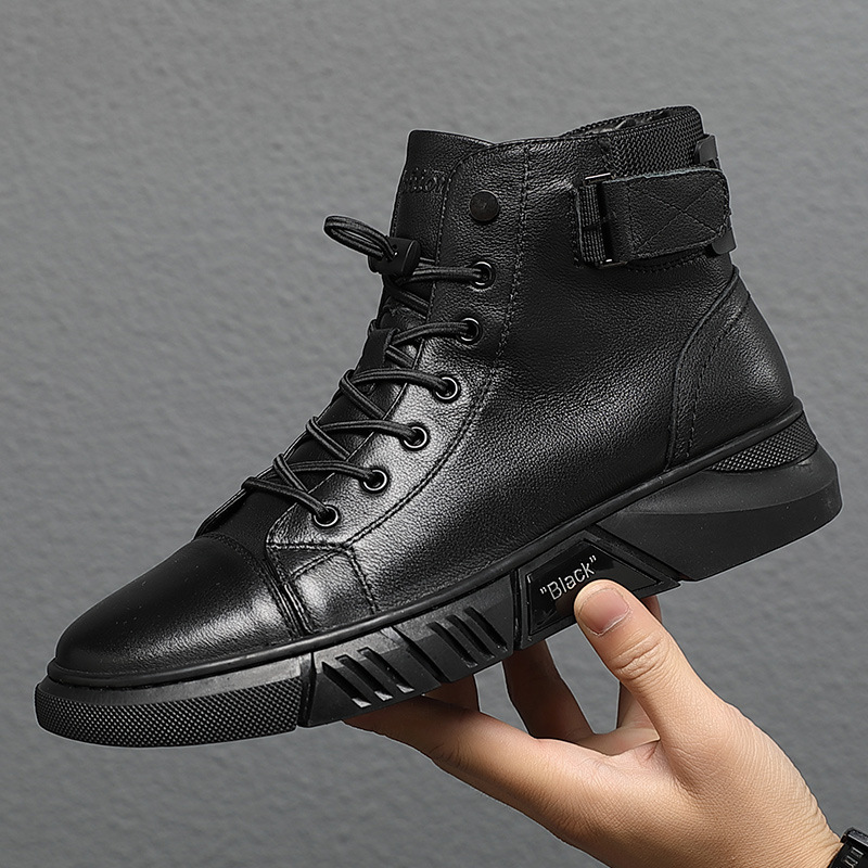 SENJIALUO Чёрные мужские ботинки на щиколотку с мягкой подкладкой, цвет Black Padded — фото 4