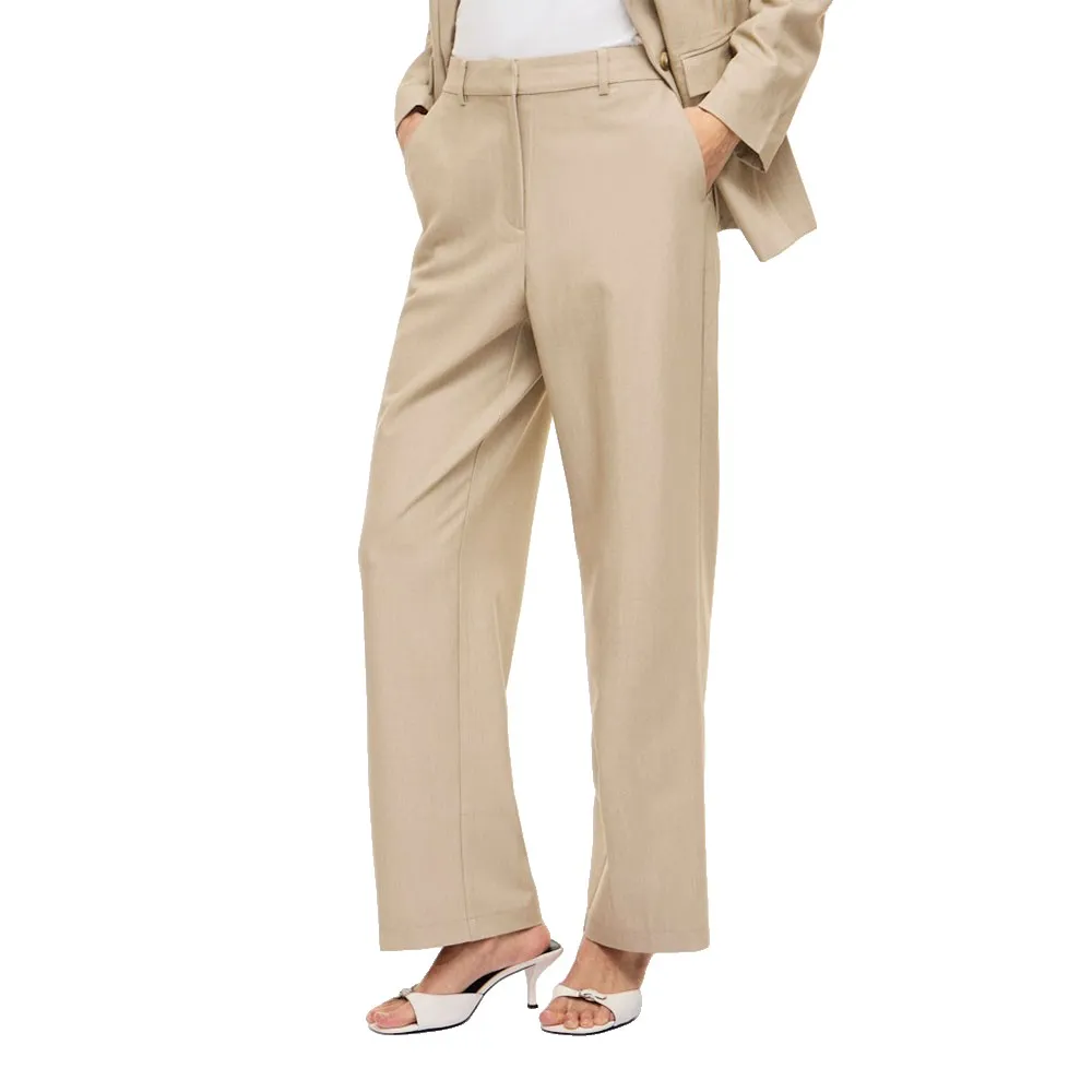 

Брюки Vila Siffe Straight с высокой талией, бежевый