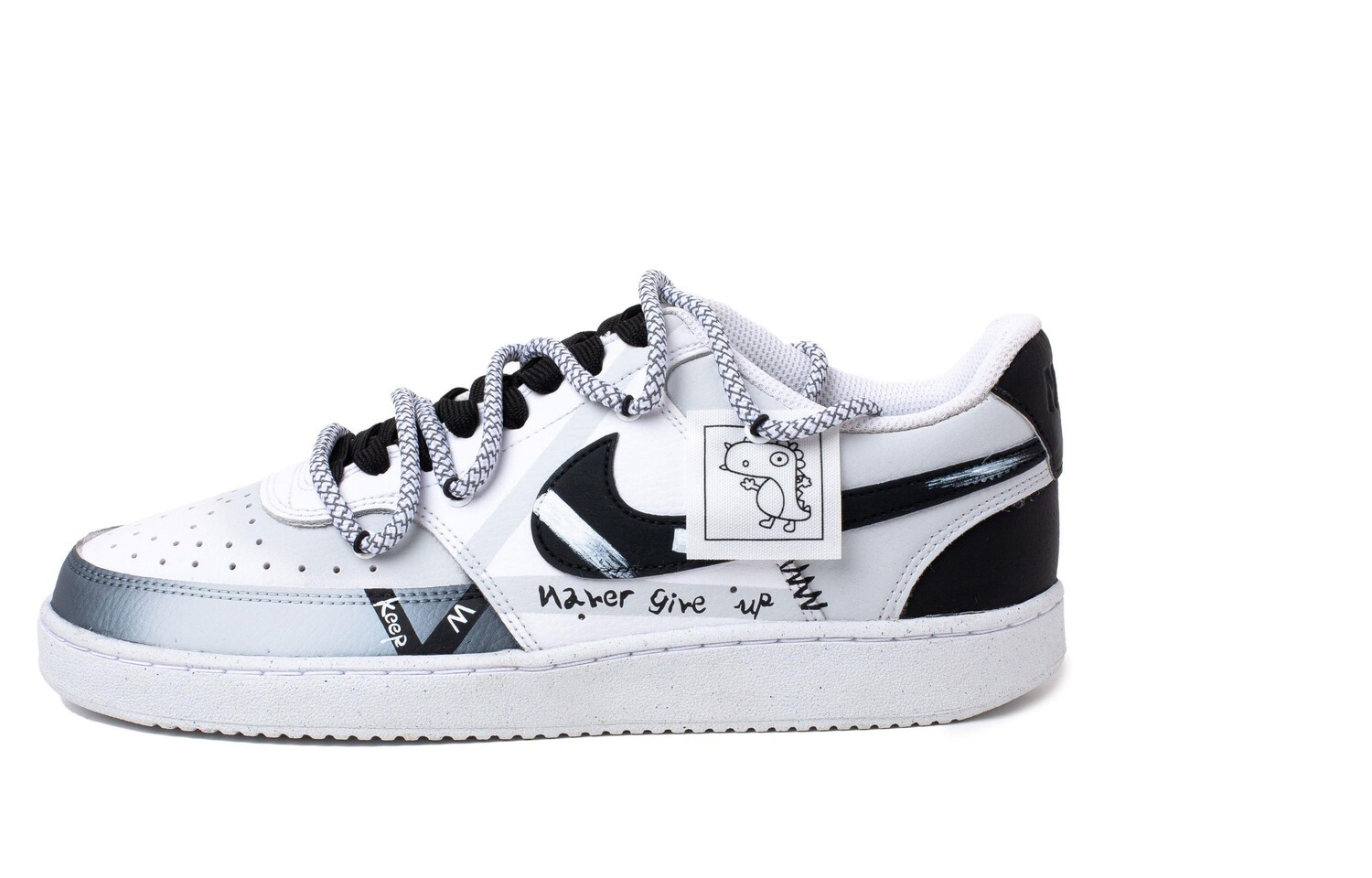 

Кроссовки Nike Court Vision 1 Skateboard Shoes Men Low-Top Black White Gray, Черный, Кроссовки Nike Court Vision 1 Skateboard Shoes Men Low-Top Black White Gray