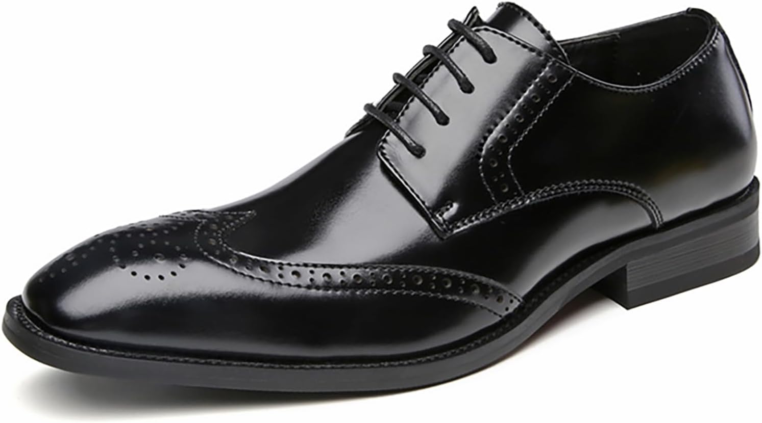 

Мужские оксфорды броги из натуральной кожи с заостренным носком и шнуровкой, модные, дышащие, с низким каблуком, с крыльями, для свадьбы и делового стиля Lvomu, черный