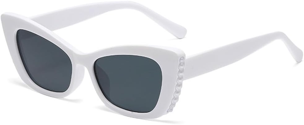 

Винтажные солнцезащитные очки «кошачий глаз» с жемчугом, женские и мужские, в стиле панк, белые солнцезащитные очки, модные и стильные очки для активного отдыха HVTVTLA, C6