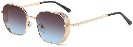 

Модные прямоугольные солнцезащитные очки для женщин, металлические солнцезащитные очки, классические минималистичные мужские очки, защита от солнца UV400 MTZJH, Black Gradient Blue