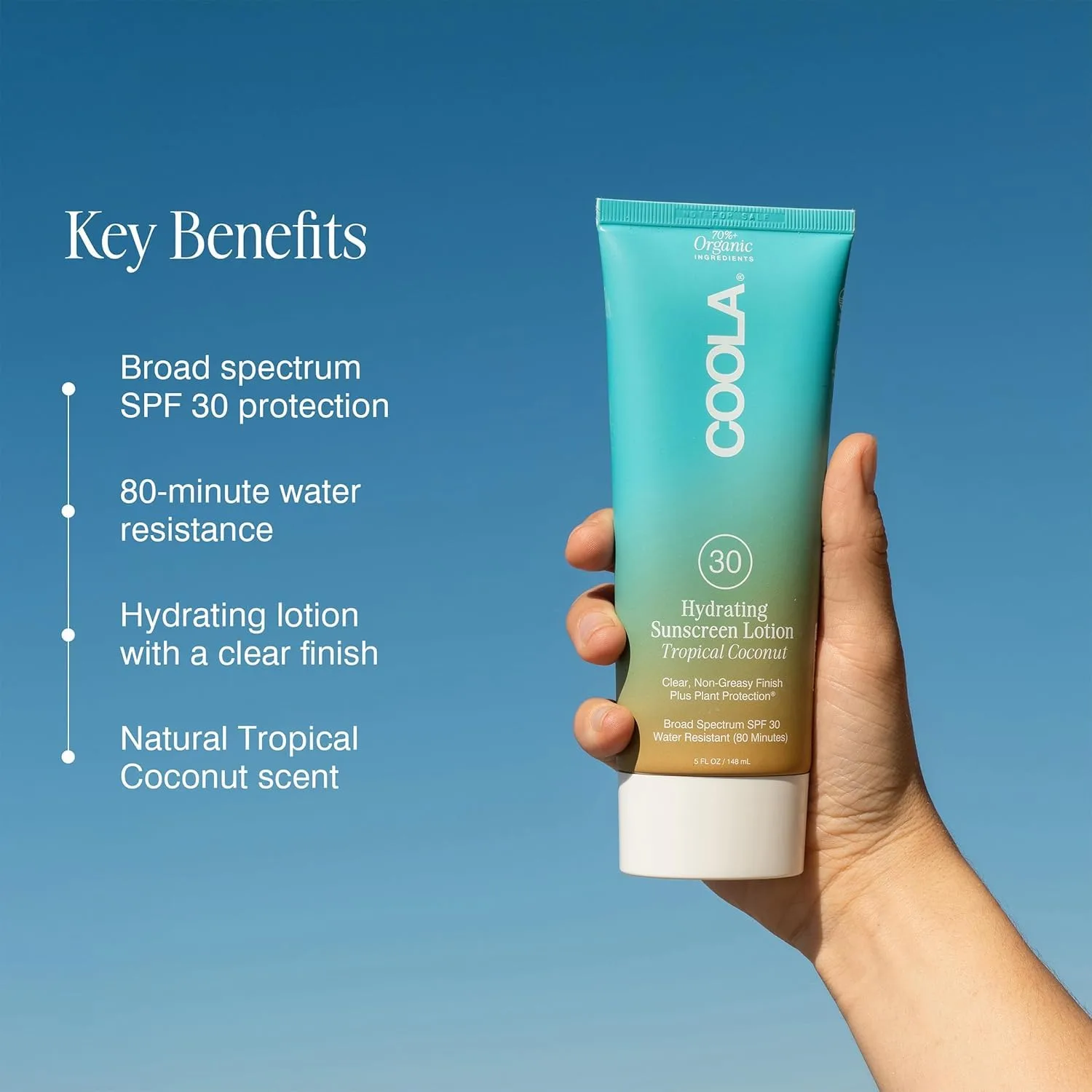 Органический солнцезащитный лосьон для тела COOLA SPF 30, протестирован дерматологами, обеспечивает ежедневную защиту кожи, подходит для веганов и не содержит глютена, 140 мл., 5 FL OZ — фото 4