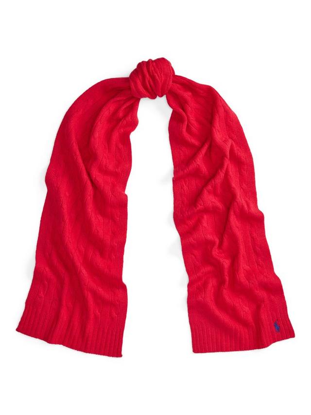 

Шарф-палантин из кашемировой шерсти с косой вязкой Ralph Lauren, Red