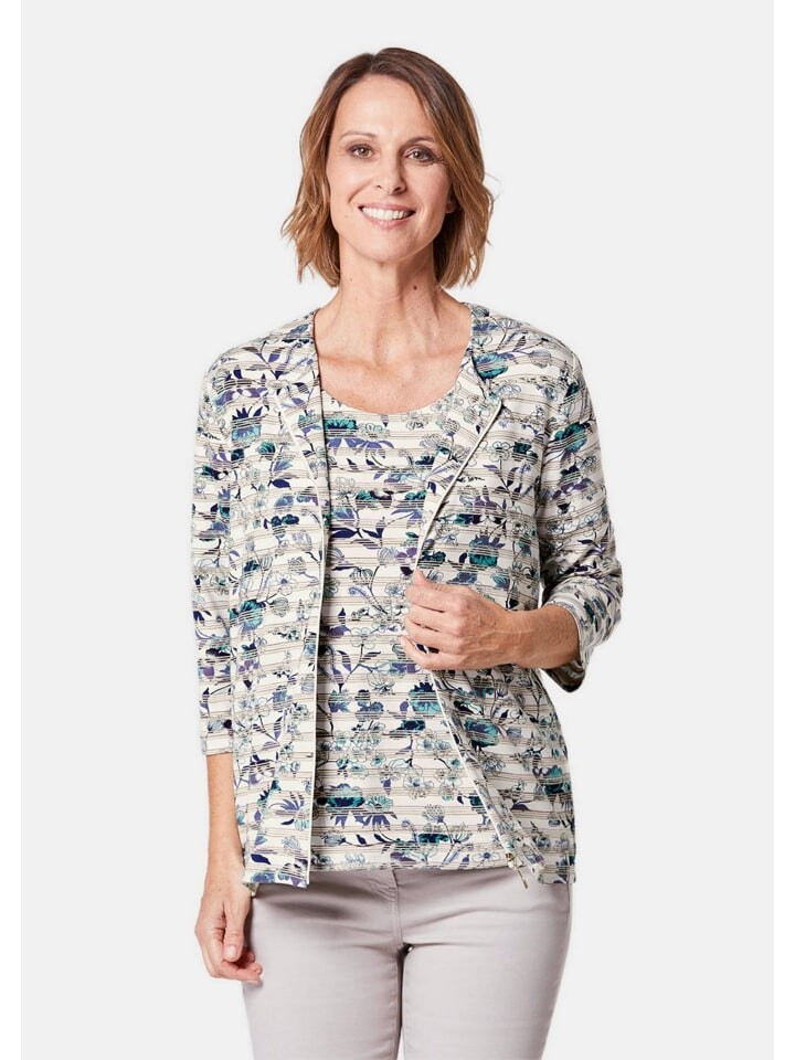 

Кардиган GOLDNER Shirtjacke, цвет weiß/mint/gemustert
