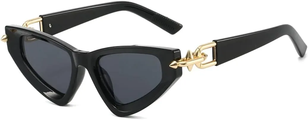 

Солнцезащитные очки «кошачий глаз» с градиентным переходом цвета для женщин, металлические очки для мужчин, защита от УФ-излучения UV400 TOIPASTN, Black