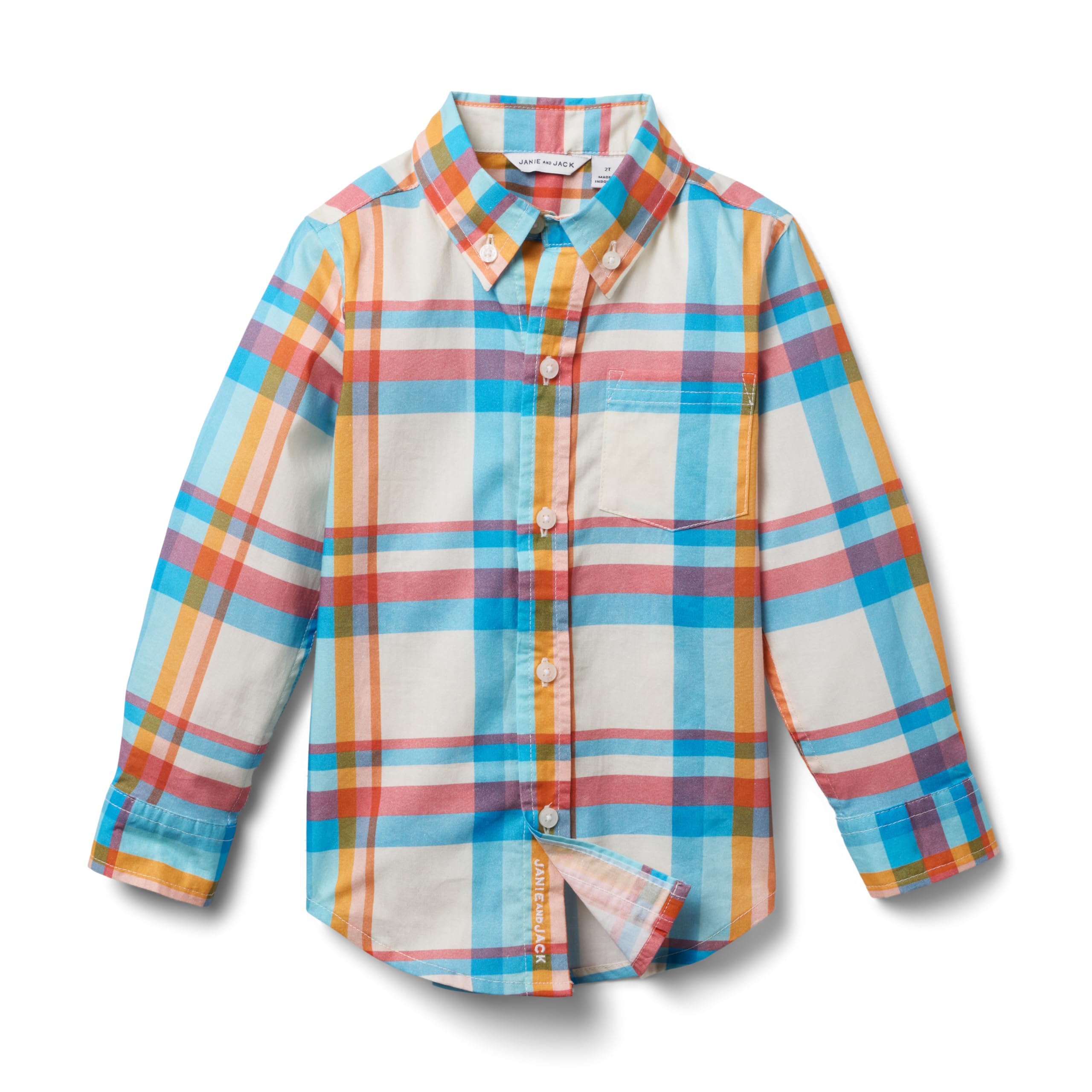 

Рубашка Janie and Jack Madras Plaid Button-Down Shirt, цвет Multicolor
