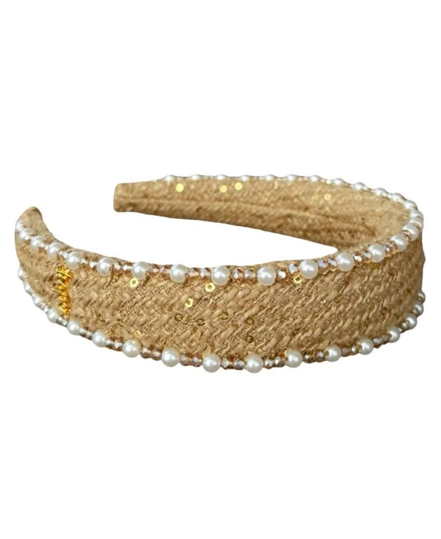 Headbands of Hope Классическая жемчужная повязка на голову для женщин - бежевая