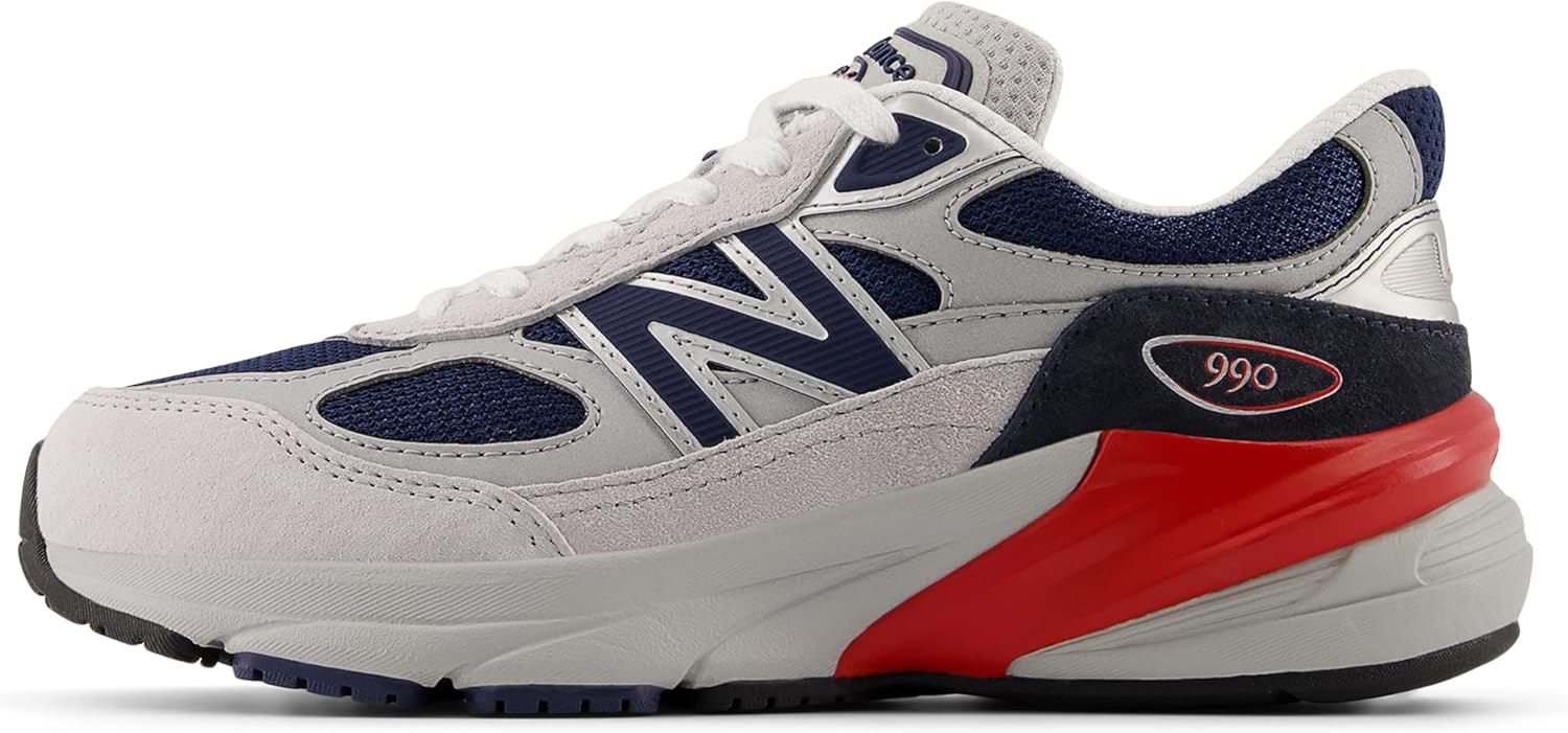 Детские кроссовки New Balance 990 V6 на шнуровке, серый — фото 2