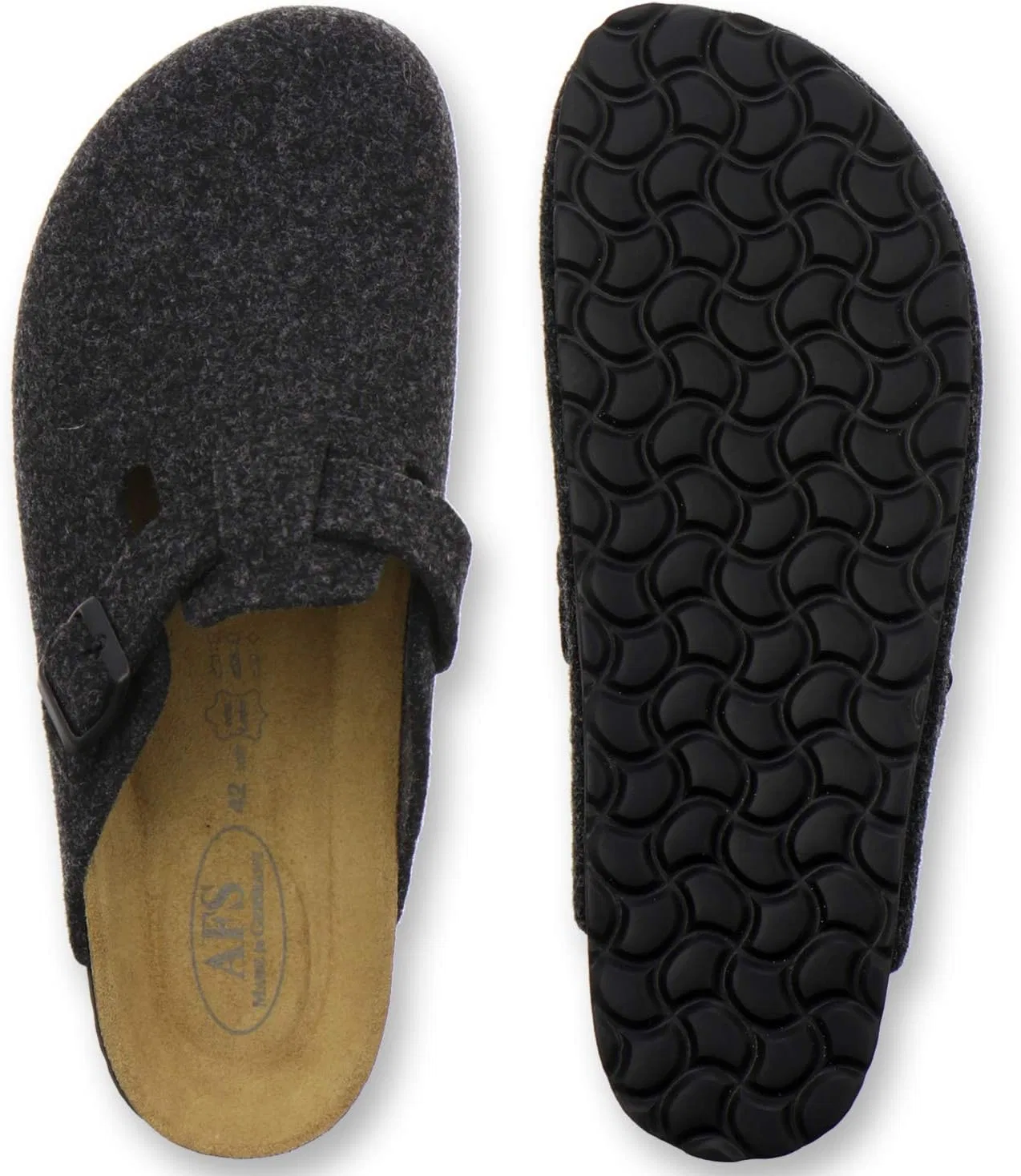 Мужские сабо AFS-Schuhe 36900, закрытые тапочки из фетра, удобные и теплые, произведены в Германии, Charcoal — фото 4