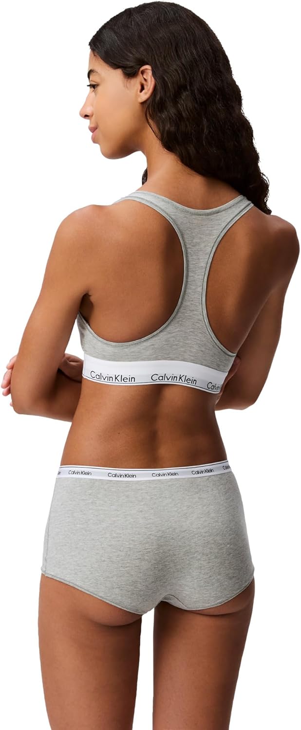 Calvin Klein Женский современный хлопковый бюстгальтер-бралетт без подкладки без косточек, Grey Heather White — фото 2