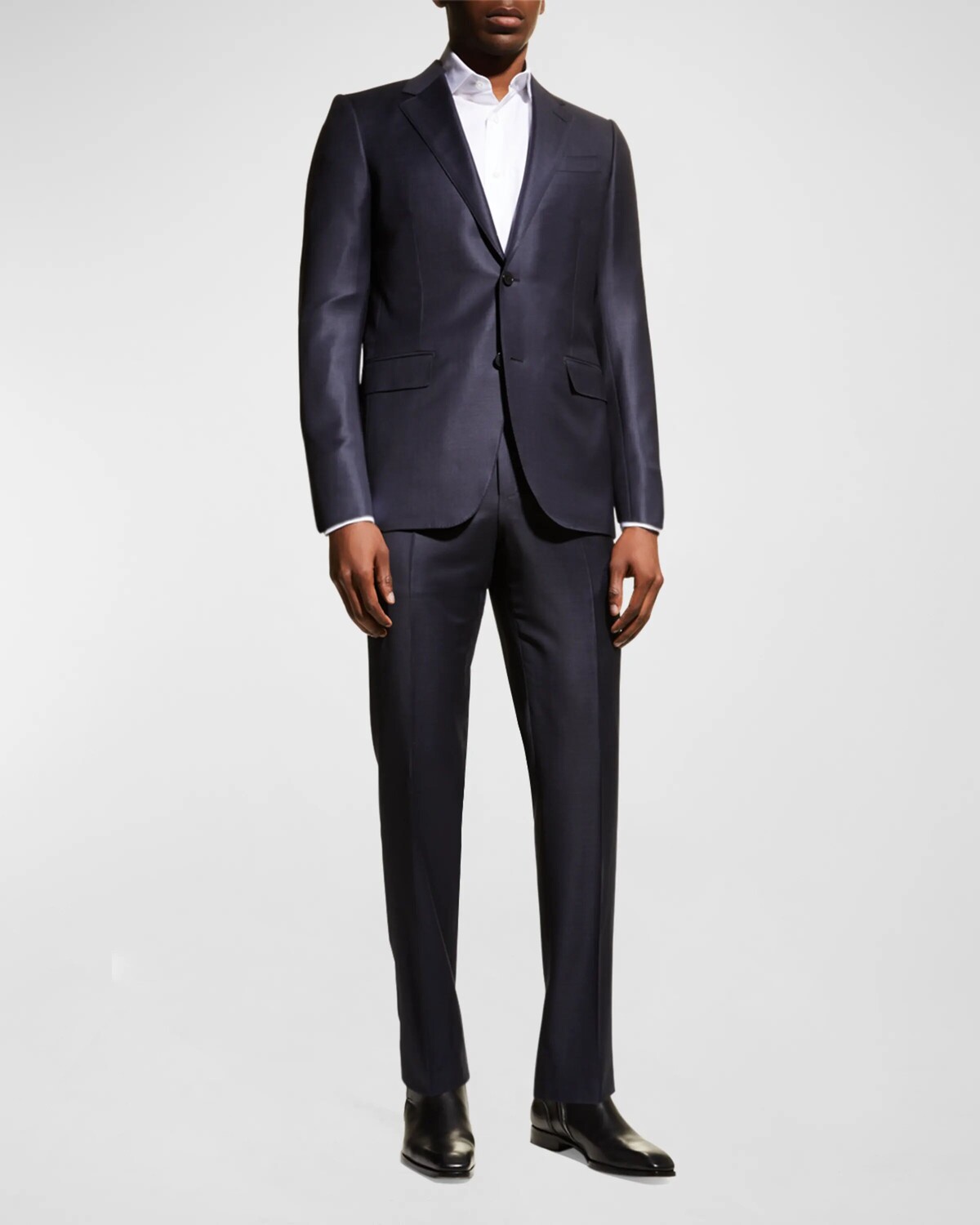 

Мужской шерстяной костюм из ткани тик-плетение ZEGNA, цвет Navy