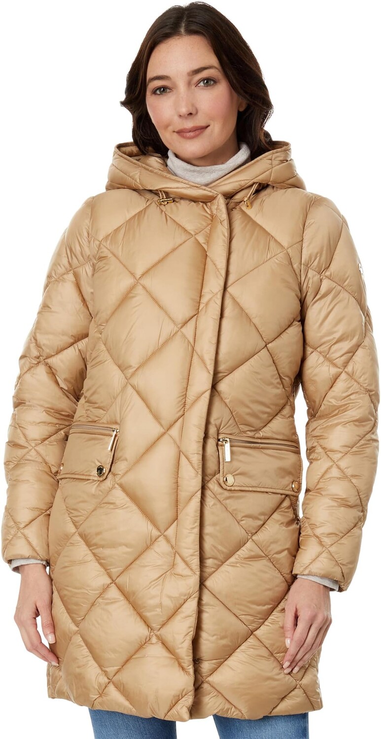 

Пуховик Michael Kors Hooded Long Quilt Puffer M426079C68, хаки