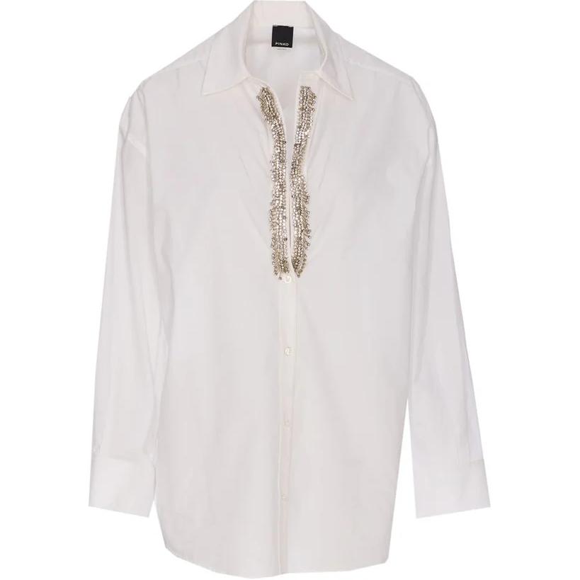 

Рубашка Capirai Embellished V Neck Shirt PINKO, белый