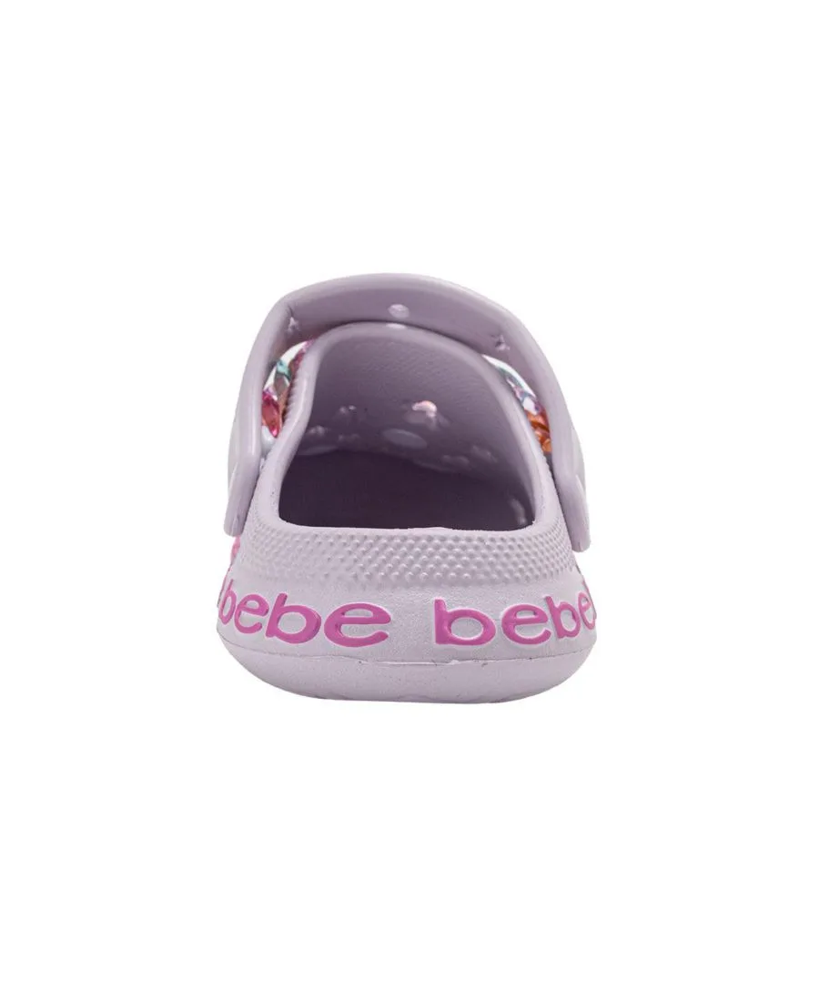 Детские сабо из ЭВА с цепочкой, лентой из грогрена с логотипом и подвесками Bebe, Lavender — фото 3
