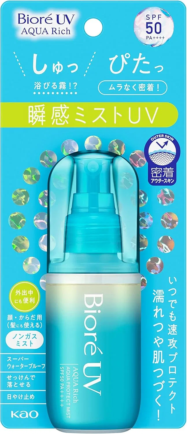 Спрей солнцезащитный Biore UV Aqua Rich Aqua Protect Mist SPF50 PA++++ 60 мл прозрачный