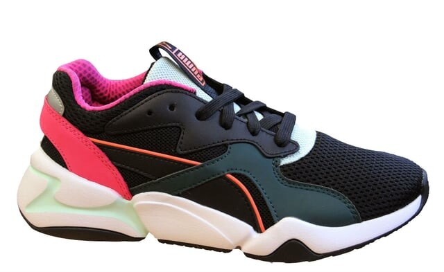 Черные кожаные женские кроссовки Nova на шнуровке 369655 01 Puma, черный