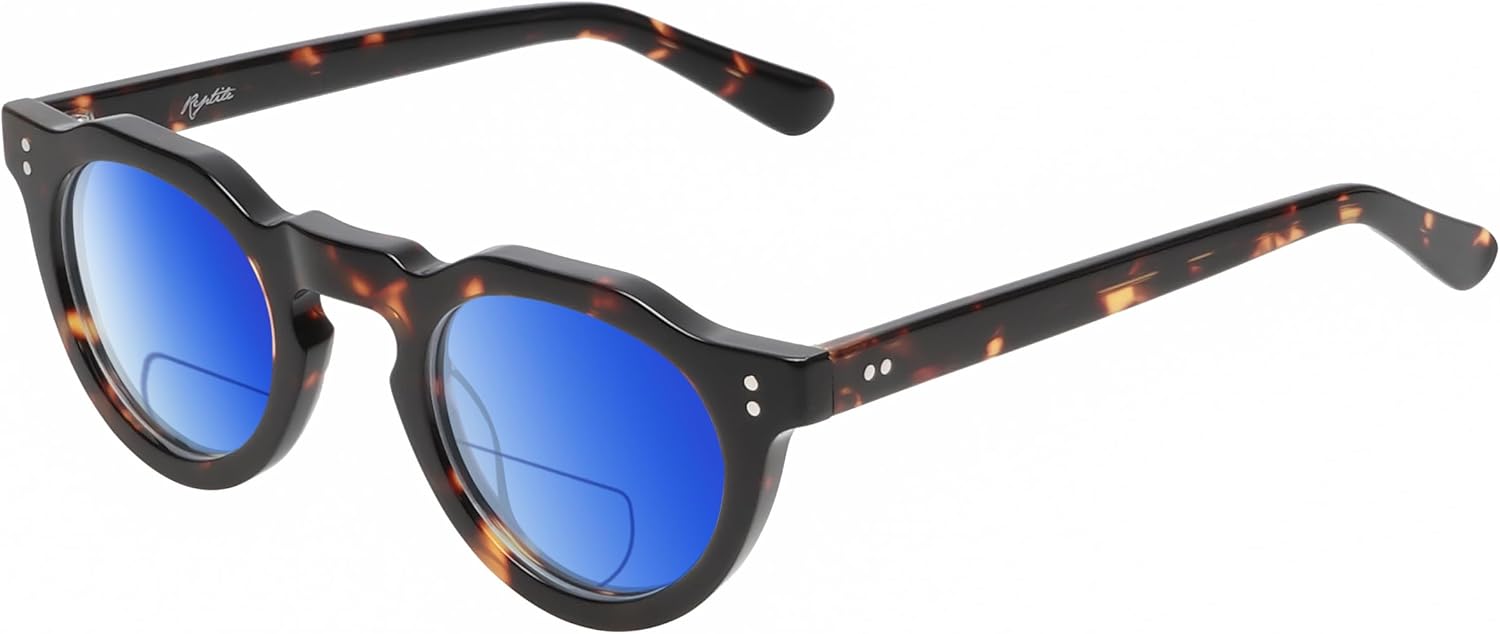 

Женские поляризованные бифокальные солнцезащитные очки Malayemys для чтения, с защитой от УФ-излучения, для спорта и вождения. Тонированные Reptile, Dark Amber Tortoise Havana/Polarized Blue Mirror