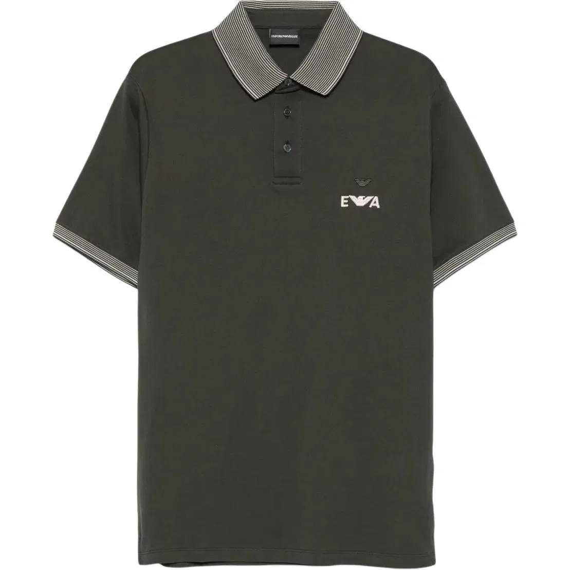 Поло с полосатым воротником и логотипом Eagle EMPORIO ARMANI, Dark Green