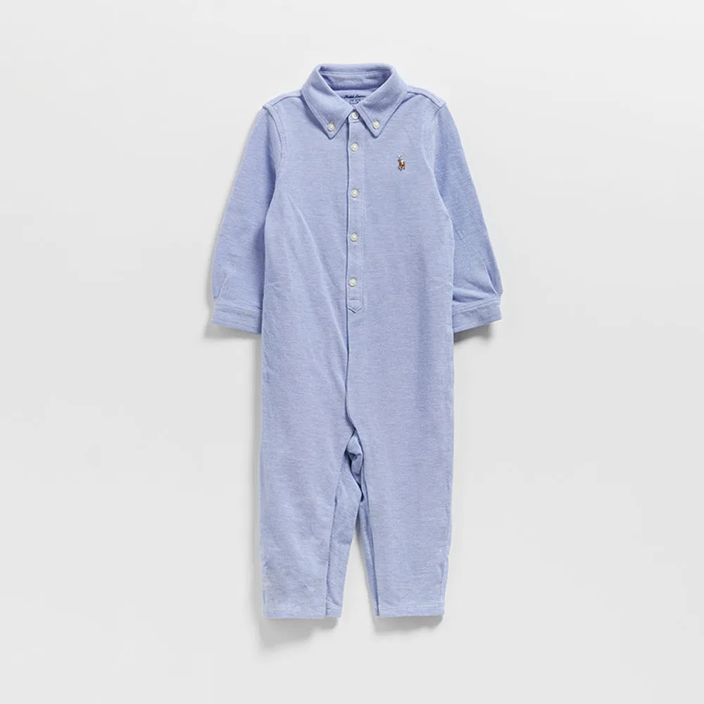 Детский вязаный хлопковый комбинезон ярко-синий от Polo Ralph Lauren Children