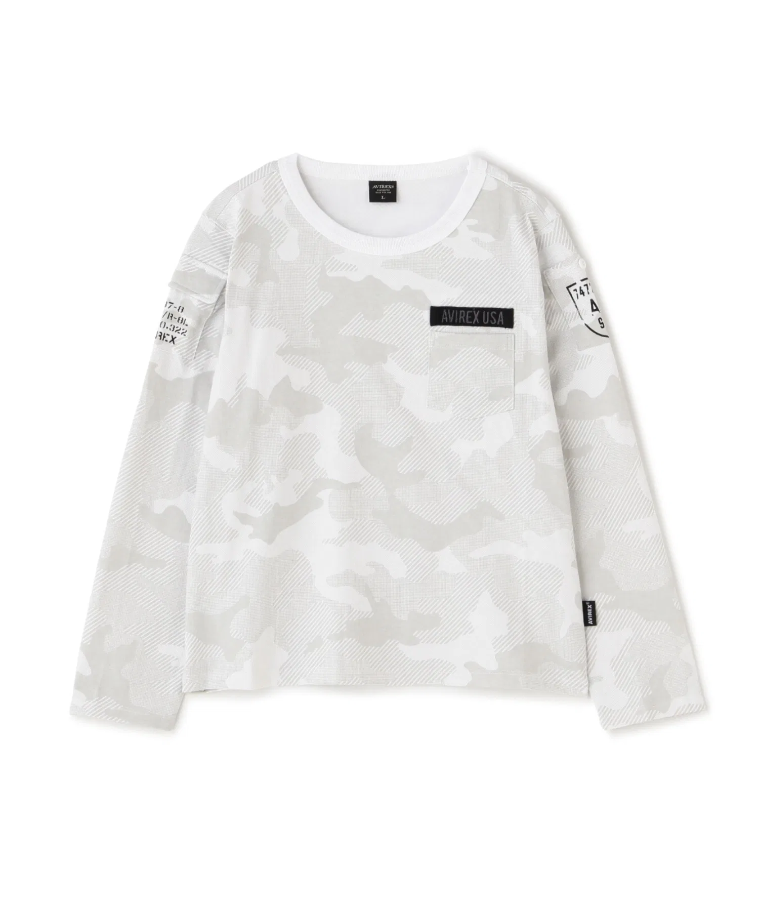 Детская футболка с длинным рукавом AVIREX FATIGUE Crew Neck чёрная