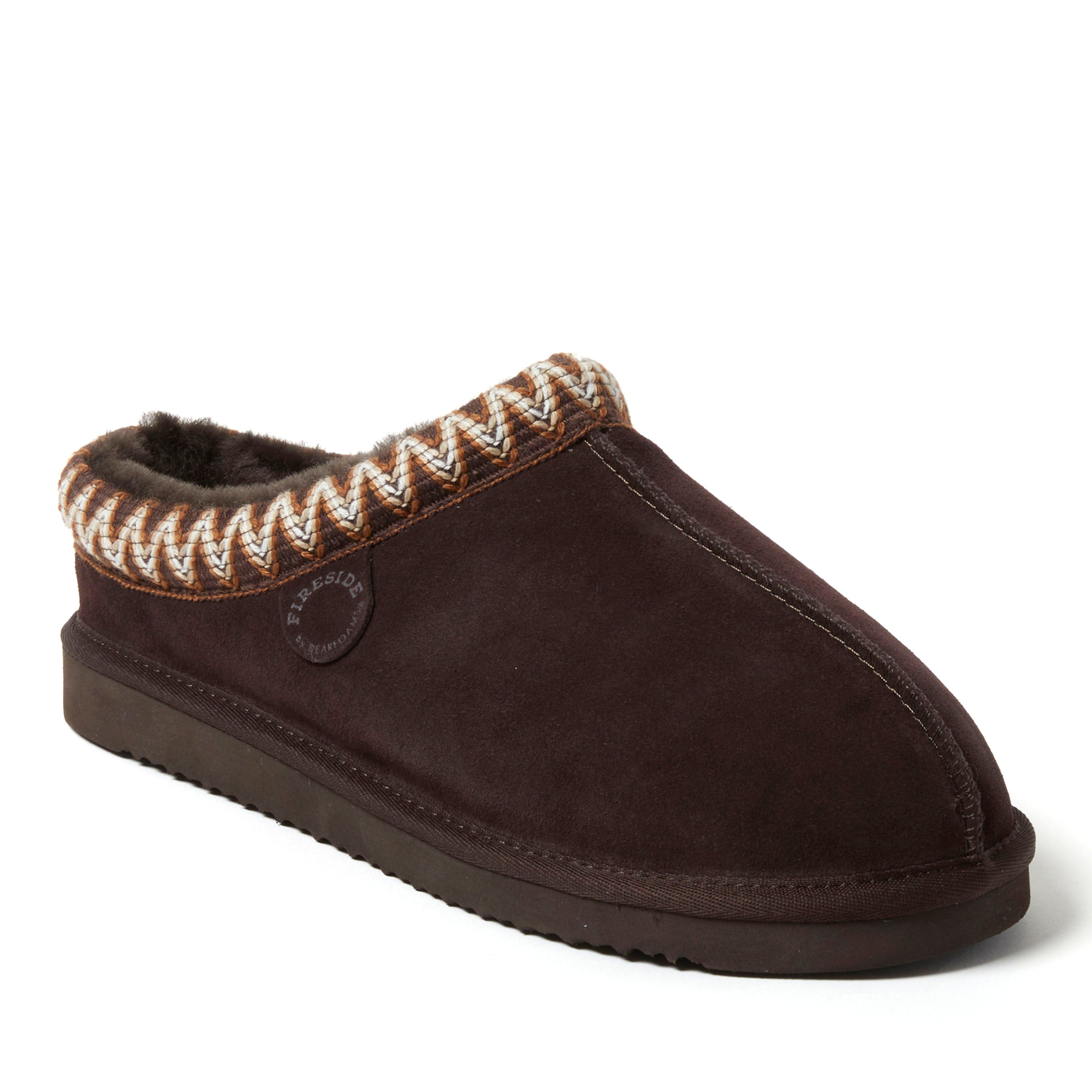 

Мужские тапочки-сабо Fireside by Dearfoams Grafton из натуральной овчины с тесьмой, цвет coffee