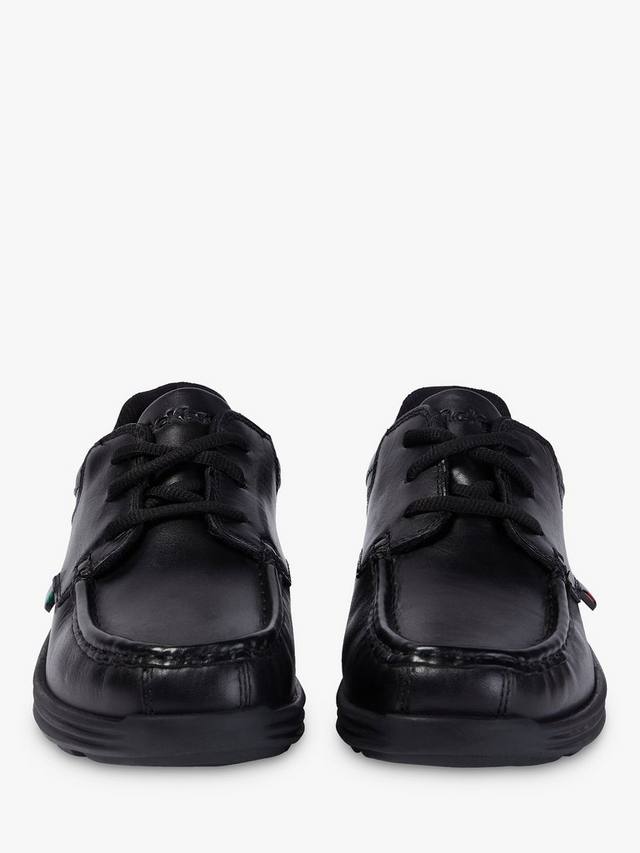 Детские кожаные туфли Reasan на шнурках Kickers, Black — фото 3