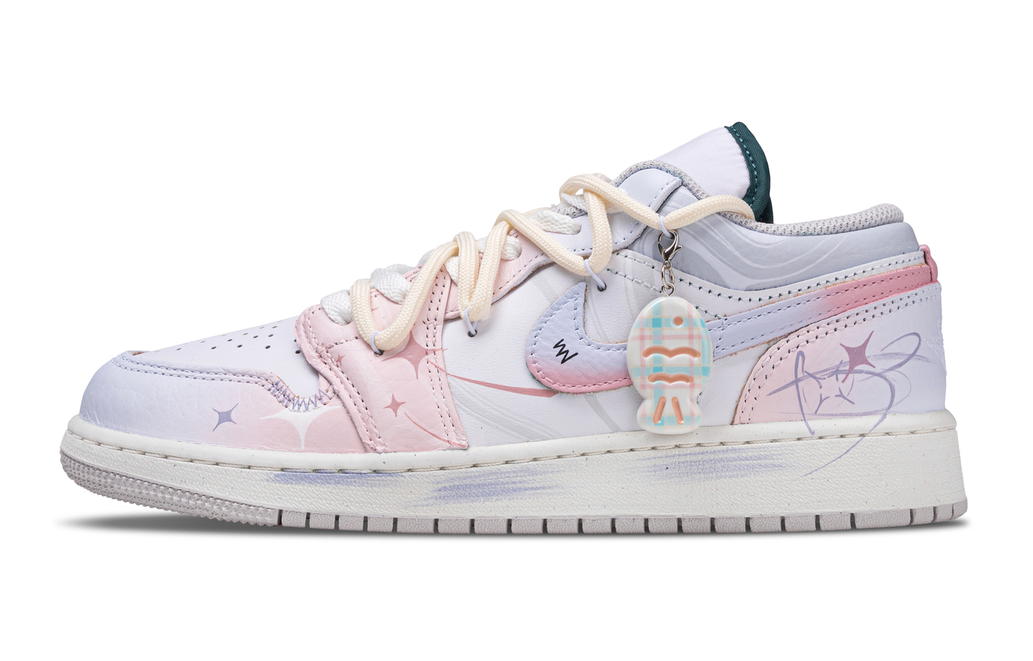 

Jordan Кроссовки Air 1 Dreamy Double Star с износостойким низким верхом, винтажные баскетбольные, мужские, розово-фиолетовый градиент