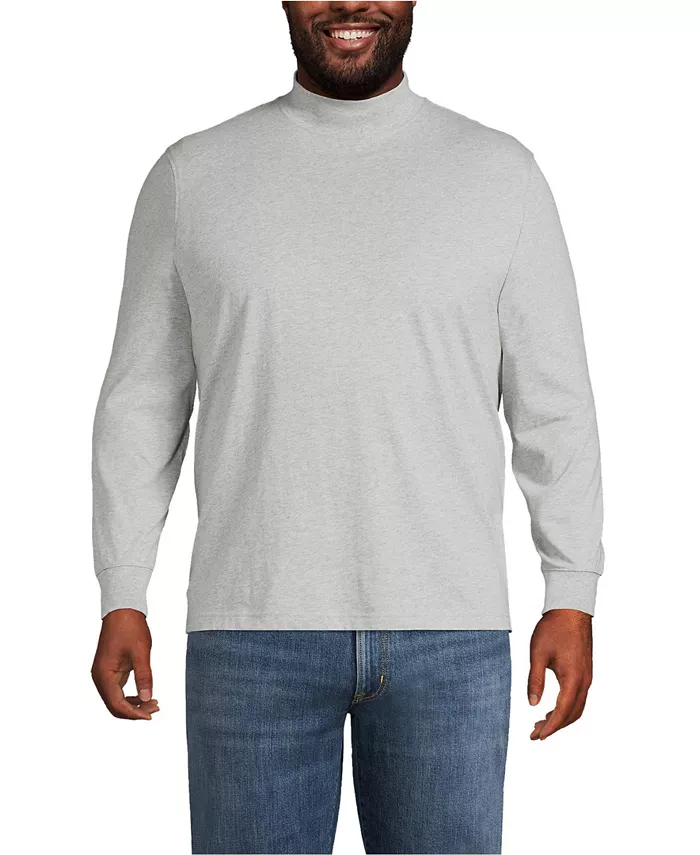 

Большой и высокий супер-трикотажный водолазка Lands' End, серый