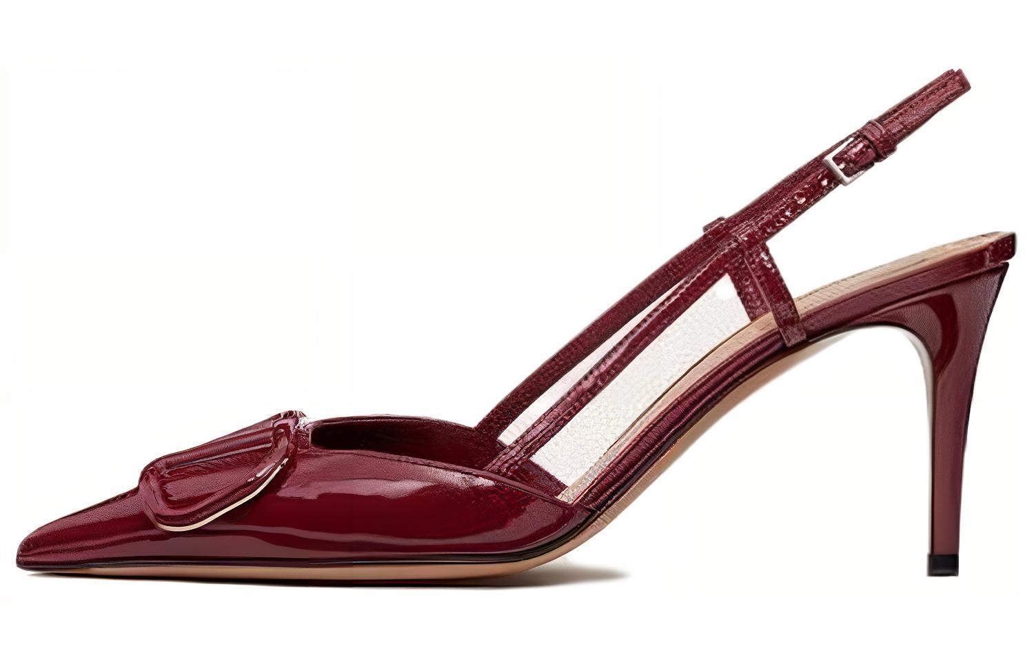 Valentino Туфли VLogo Signature Slim Heel на высоком каблуке 8 см, женские, бордово-красные