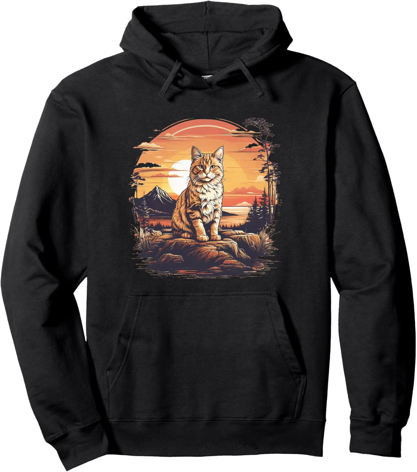 

Толстовка «Кошка, влюбленная в закат» Cute Cat Wald Katze Sunset Norwegian Forest Cat, черный